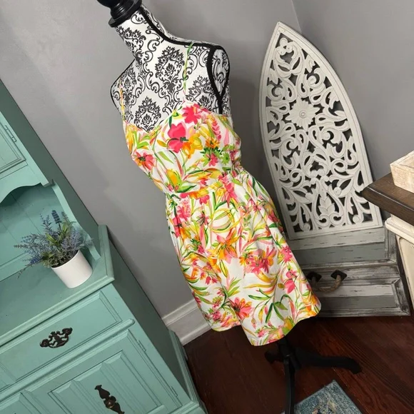 J. Crew Tropical Floral Mini Dress Size 4 Boho Beach Vacation Resortwear - Picture 5 of 12